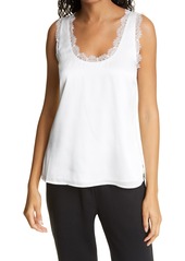 CAMI NYC Britney Lace Trim Silk Shell in White at Nordstrom
