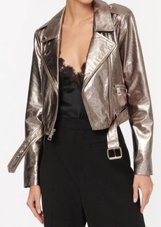 Cami NYC Women's Kali Genuine Leather Moto Jacket In Metallic Fog