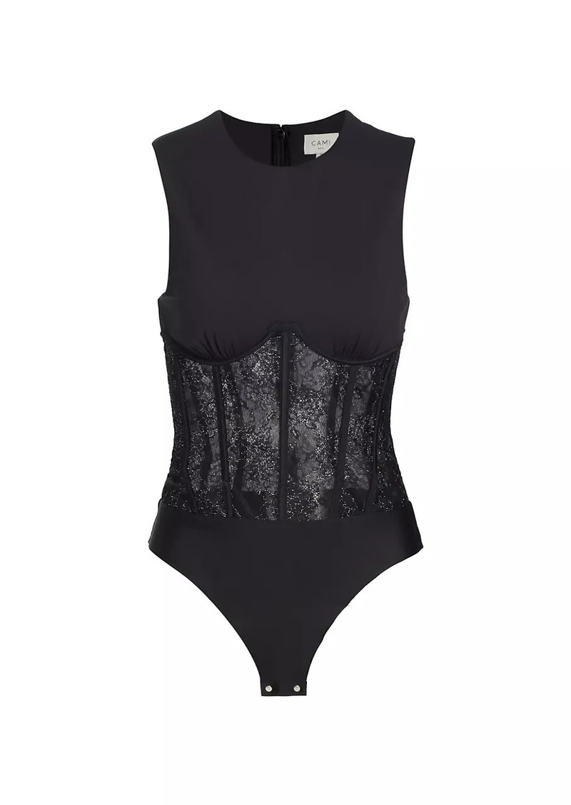 Cami NYC Yazia Semi-Sheer Lace-Trim Bodysuit