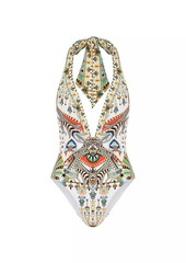 Camilla Abstract-Print Halterneck One-Piece Swimsuit