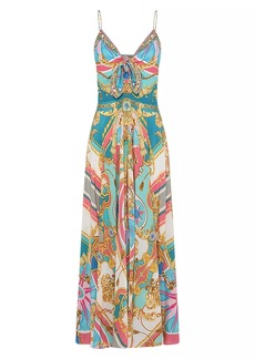 Camilla Abstract-Print Silk Sleeveless Maxi Dress