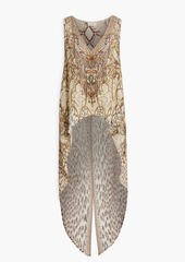 Camilla - Asymmetric embellished silk-chiffon top - Neutral - S