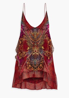 Camilla - Embellished printed silk-chiffon top - Red - M