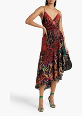 Camilla - Asymmetric printed silk-chiffon midi wrap dress - Red - M
