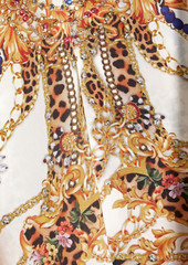 Camilla - Cold-shoulder embellished printed silk crepe de chine top - White - S