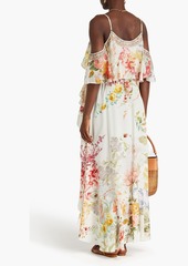 Camilla - Cold-shoulder floral-print silk crepe de chine wrap dress - White - S