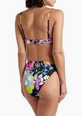 Camilla - Crystal-embellished floral-print mid-rise bikini briefs - Black - XS