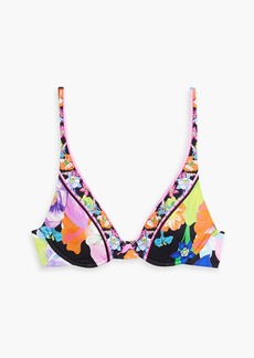 Camilla - Crystal-embellished floral-print underwired bikini top - Black - XS