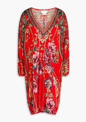 Camilla - Crystal-embellished printed jersey mini dress - Red - S