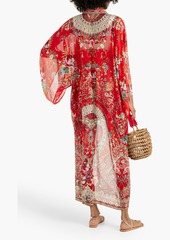 Camilla - Crystal-embellished printed silk-chiffon kaftan - Red - L