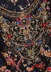 Camilla - Crystal-embellished printed silk-chiffon top - Black - XS
