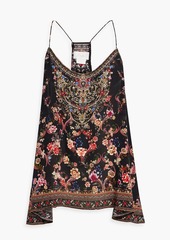 Camilla - Crystal-embellished printed silk-chiffon top - Black - XS