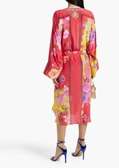 Camilla - Crystal-embellished printed silk-crepe coverup - Orange - S