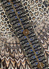 Camilla - Crystal-embellished printed silk crepe de chine mini dress - Animal print - S