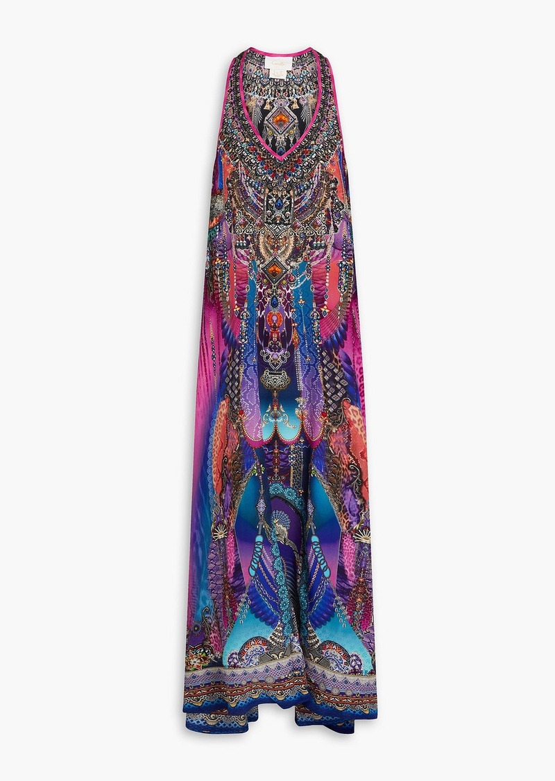 Camilla - Crystal-embellished printed silk crepe de chine maxi dress - Pink - XS