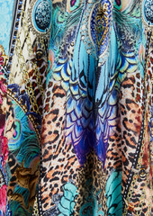 Camilla - Crystal-embellished printed silk crepe de chine dress - Blue - M