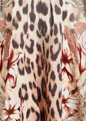 Camilla - Crystal-embellished printed silk crepe de chine mini dress - Neutral - M