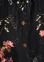 Camilla - Crystal-embellished printed silk-twill midi shirt dress - Black - XS