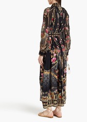 Camilla - Embellished silk crepe de chine and georgette maxi shirt dress - Black - XS