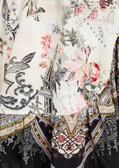 Camilla - Embellished ruffled floral-print silk crepe de chine mini wrap dress - Multicolor - XL