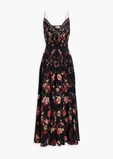 Camilla - Embellished floral-print silk crepe de chine maxi dress - Black - M