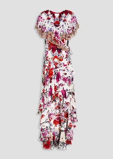 Camilla - Embellished floral-print silk crepe de chine maxi wrap dress - White - XS