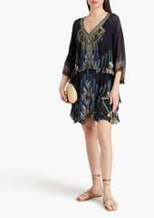 Camilla - Embellished printed silk-chiffon mini dress - Black - XS