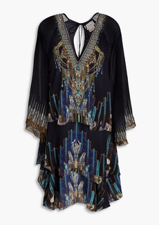 Camilla - Embellished printed silk-chiffon mini dress - Black - XS