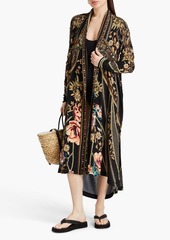 Camilla - Embellished printed silk crepe de chine and jersey kimono - Black - S/M