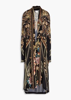 Camilla - Embellished printed silk crepe de chine and jersey kimono - Black - S/M