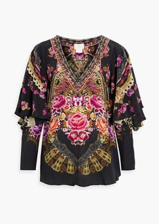 Camilla - Embellished printed silk crepe de chine blouse - Pink - S