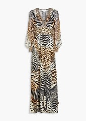 Camilla - Embellished printed silk crepe de chine maxi dress - Animal print - 3XL