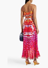 Camilla - Embellished printed silk crepe de chine maxi wrap dress - Red - XXS
