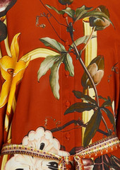 Camilla - Embellished printed silk crepe de chine midi shirt dress - Brown - S
