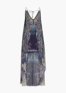 Camilla - Embellished printed silk crepe de chine mini dress - Purple - XS