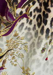 Camilla - Embellished printed silk crepe de chine top - Animal print - XS