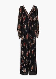 Camilla - Embellished printed silk-georgette maxi dress - Black - M