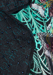 Camilla - Embellished printed silk-twill and satin jacket - Green - XS