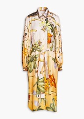 Camilla - Embellished printed silk-twill midi shirt dress - Yellow - S
