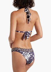 Camilla - Embellished printed triangle bikini - Blue - XS