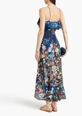 Camilla - Embellished ruffled floral-print silk crepe de chine maxi dress - Blue - M