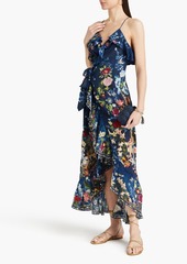 Camilla - Embellished ruffled floral-print silk crepe de chine maxi dress - Blue - S