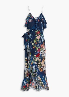 Camilla - Embellished ruffled floral-print silk crepe de chine maxi dress - Blue - S