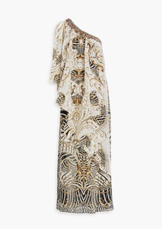 Camilla - One-shoulder embellished printed silk-chiffon maxi dress - White - XS