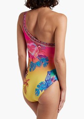 Camilla - One-shoulder embellished printed swimsuit - Pink - XS