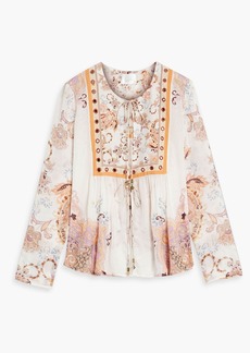 Camilla - Printed silk crepe de chine-paneled gauze blouse - Multicolor - XS