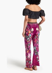 Camilla - Printed silk crepe de chine wide-leg pants - Pink - XXL