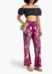 Camilla - Printed silk crepe de chine wide-leg pants - Pink - XXL