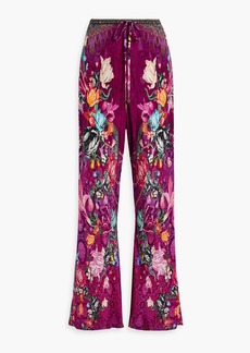 Camilla - Printed silk crepe de chine wide-leg pants - Pink - XXL