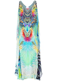 Camilla - Reef Warrior draped embellished printed silk crepe de chine maxi dress - Blue - XS